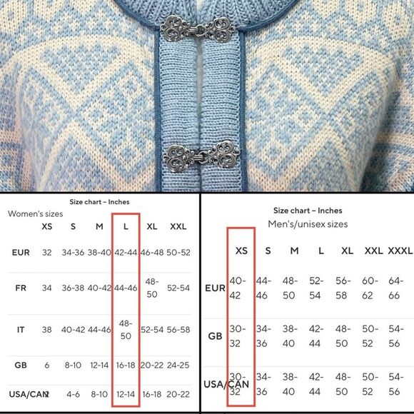 Dale of Norway Cardigan Blue White Wool Nordic Fair Isle Knit Sweater Large | 42 - Picture 15 of 16
